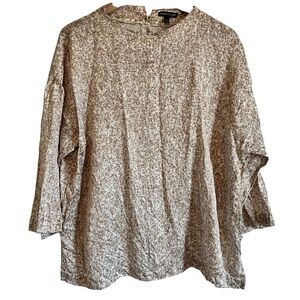 Eileen Fisher Textured Cream and Brown Top